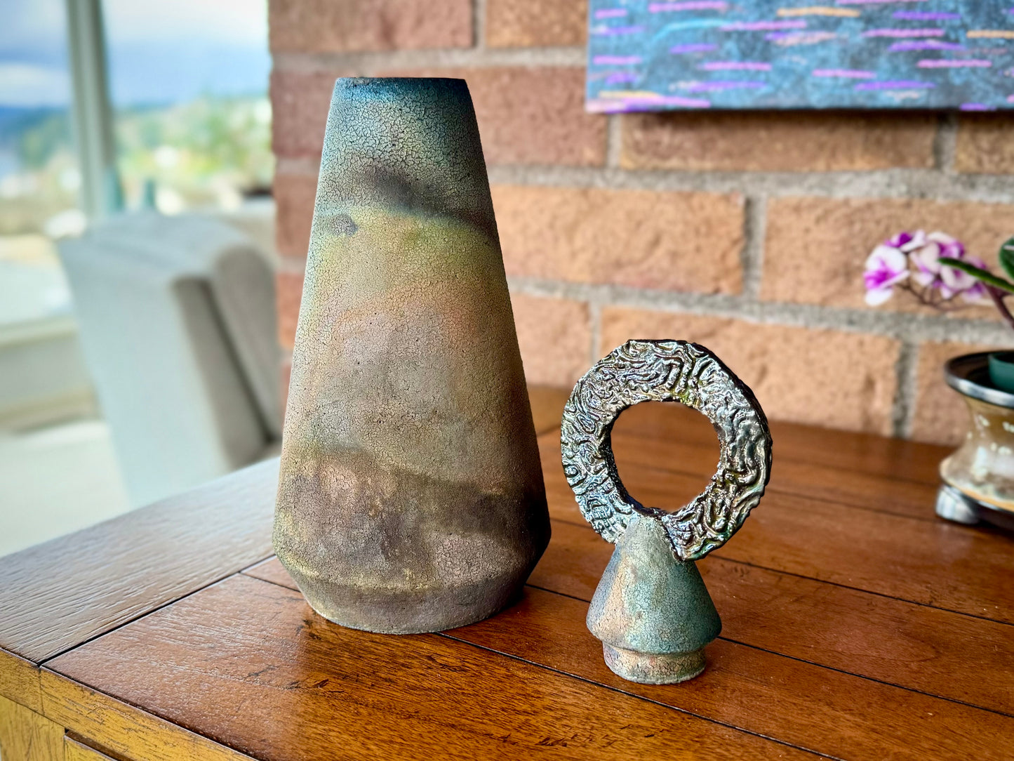 Handmade Raku Pottery Decorative Vase