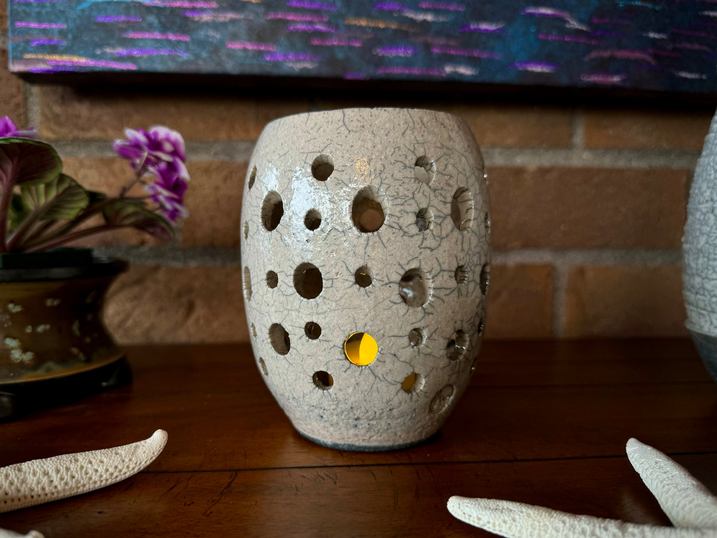 Handmade Raku Pottery Luminary